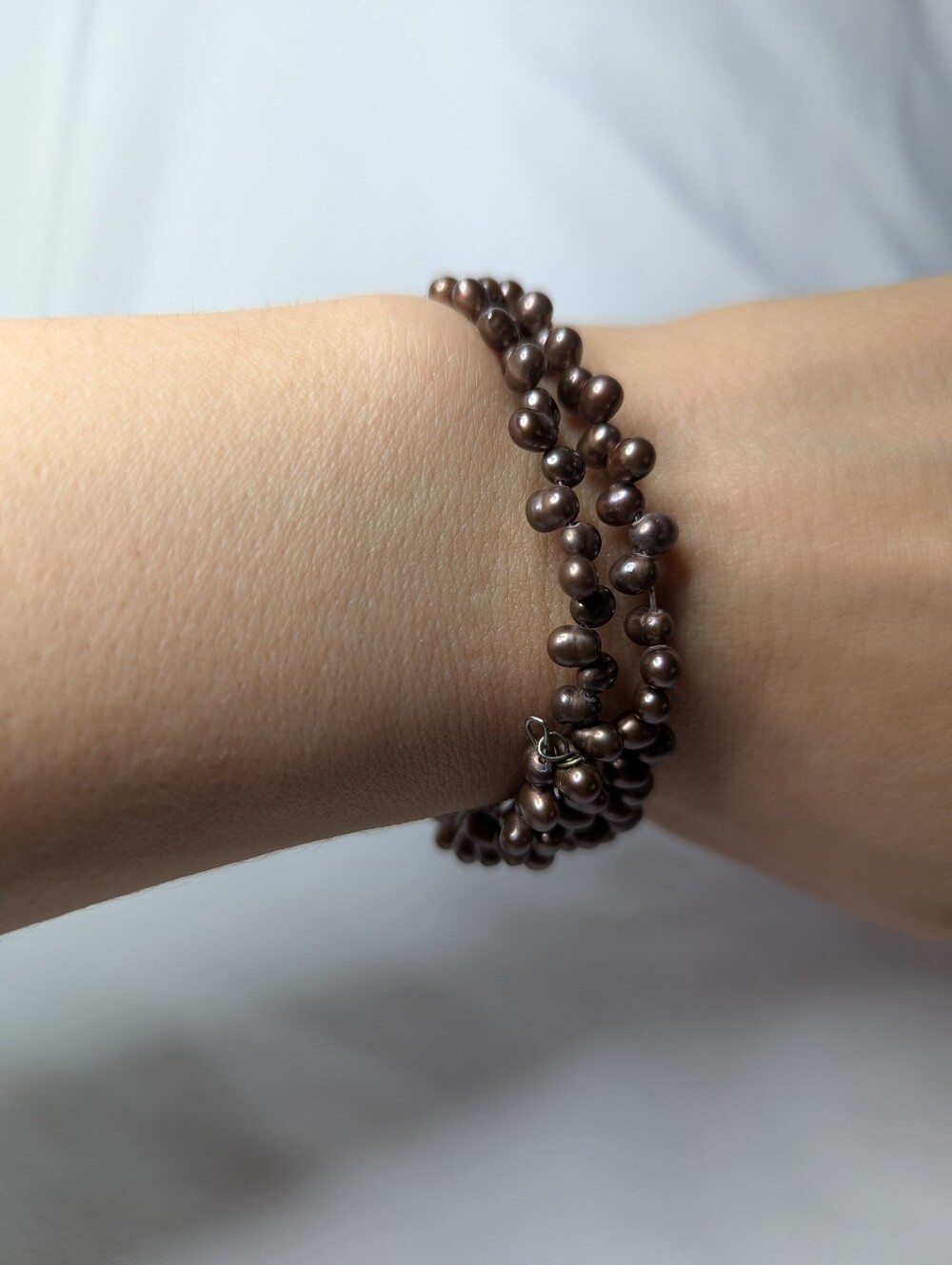 Brown Genuine Freshwater Pearl Multi-Strand Wrap Bracelet - Picture 3 of 10